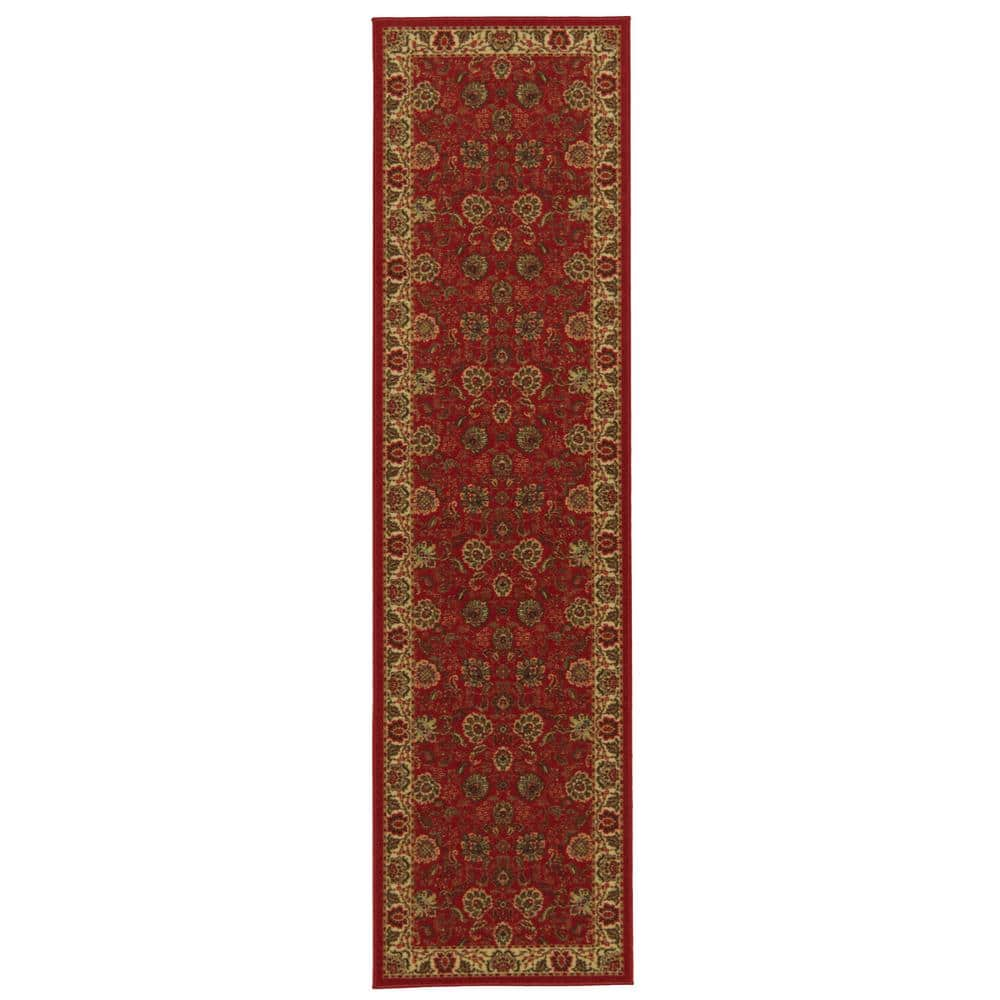 Ottomanson Custom Size Waterproof Non-Slip Rubberback 3x10 Indoor/Outdoor  Utility Rug, 2'7 x 9'10, Red