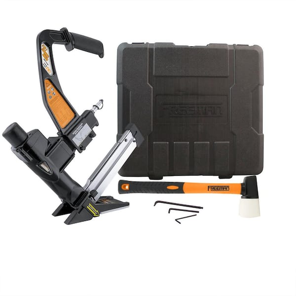 Freeman Pneumatic 3-in-1 15.5-Gauge and 16-Gauge 2 in. Flooring Nailer/Stapler with Flooring Mallet, Base Plates and Case