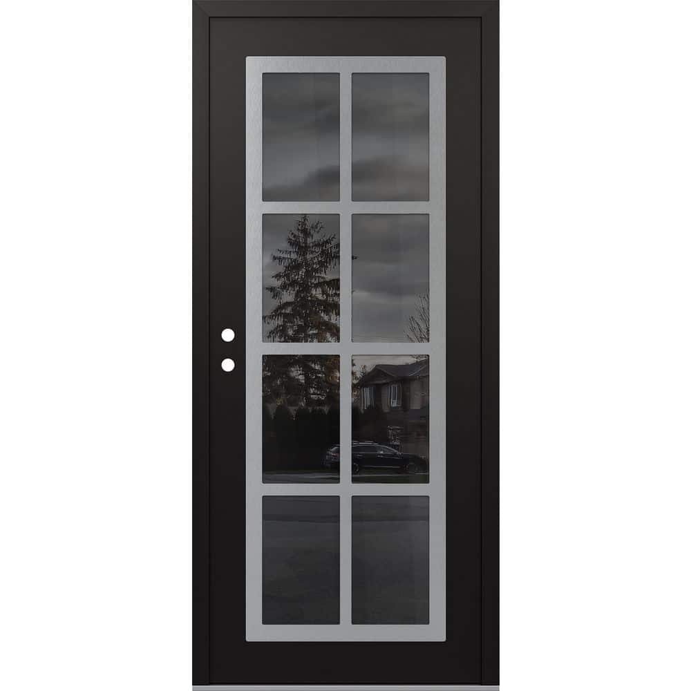 C16 36 in. x 80 in. Silver P Right-Hand/Inswing Mirrored Glass Black/Black Steel Prehung Front Door price history on PriceWatchPro