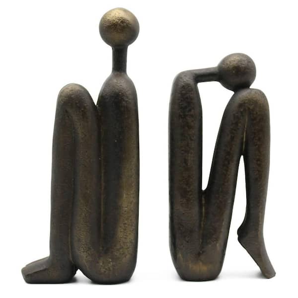 Thinker Decorative Bookends, Non-Slip Book Holder, Book Ends for Shelves, Living Room, Office and Home Decor