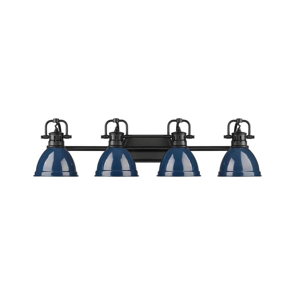 Duncan 8.25 in. 4-Light Matte Black Vanity Light with Blue Shade price history on PriceWatchPro