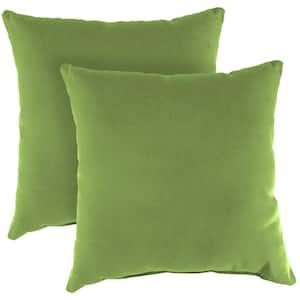 Sunbrella 16 in. x 16 in. Canvas Gingko Green Solid Square Knife Edge Outdoor Throw Pillows (2-Pack)