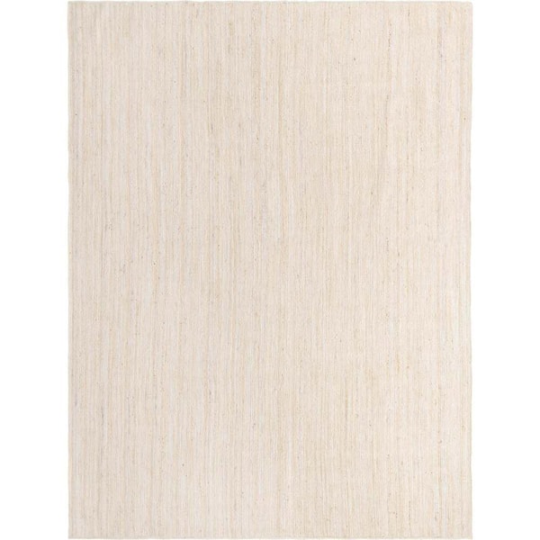 Unique Loom Braided Jute Dhaka White 12' 2 x 16' 1 Area Rug