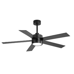 Mayra 52 in. Integrated LED Indoor Black Ceiling Fans with Light and Remote Control Included