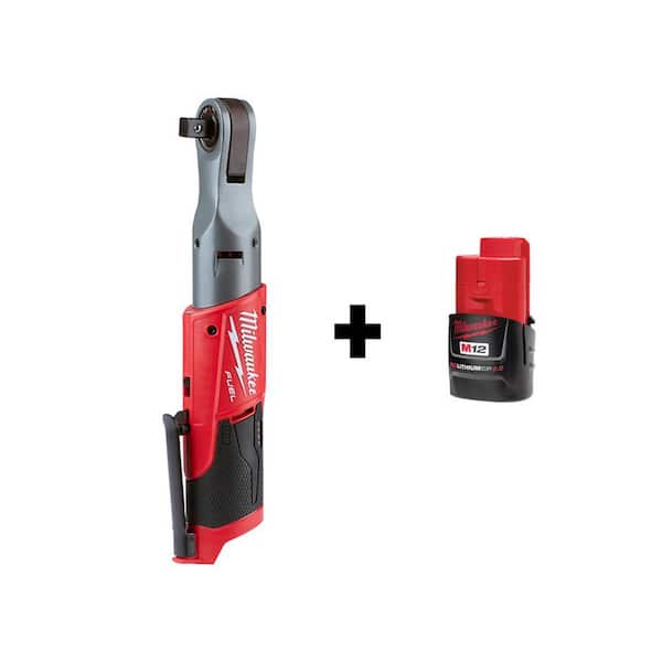 Milwaukee M12 FUEL 12V Lithium-Ion Brushless Cordless 1/2 in. Ratchet with M12 2.0Ah Battery