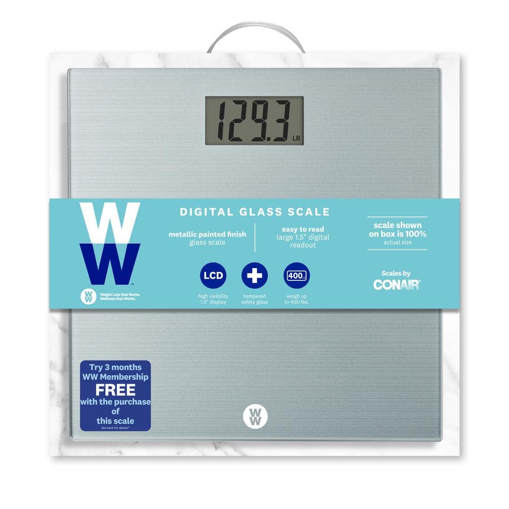 Silver Digital Glass Bathroom Scale with Large Display