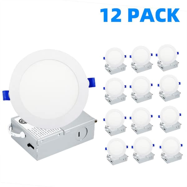 WYZM 8 in. UltraThin LED Recessed Ceiling Light Adjustable CCT Canless Dimmable Indoor Integrated LED Light, ETL(12-Pieces)
