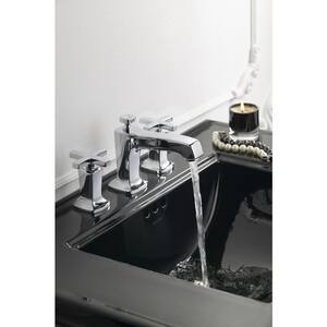 Margaux 8 in. Widespread 2-Handle Low-Arc Water-Saving Bathroom Faucet in Polished Chrome with Cross Handles