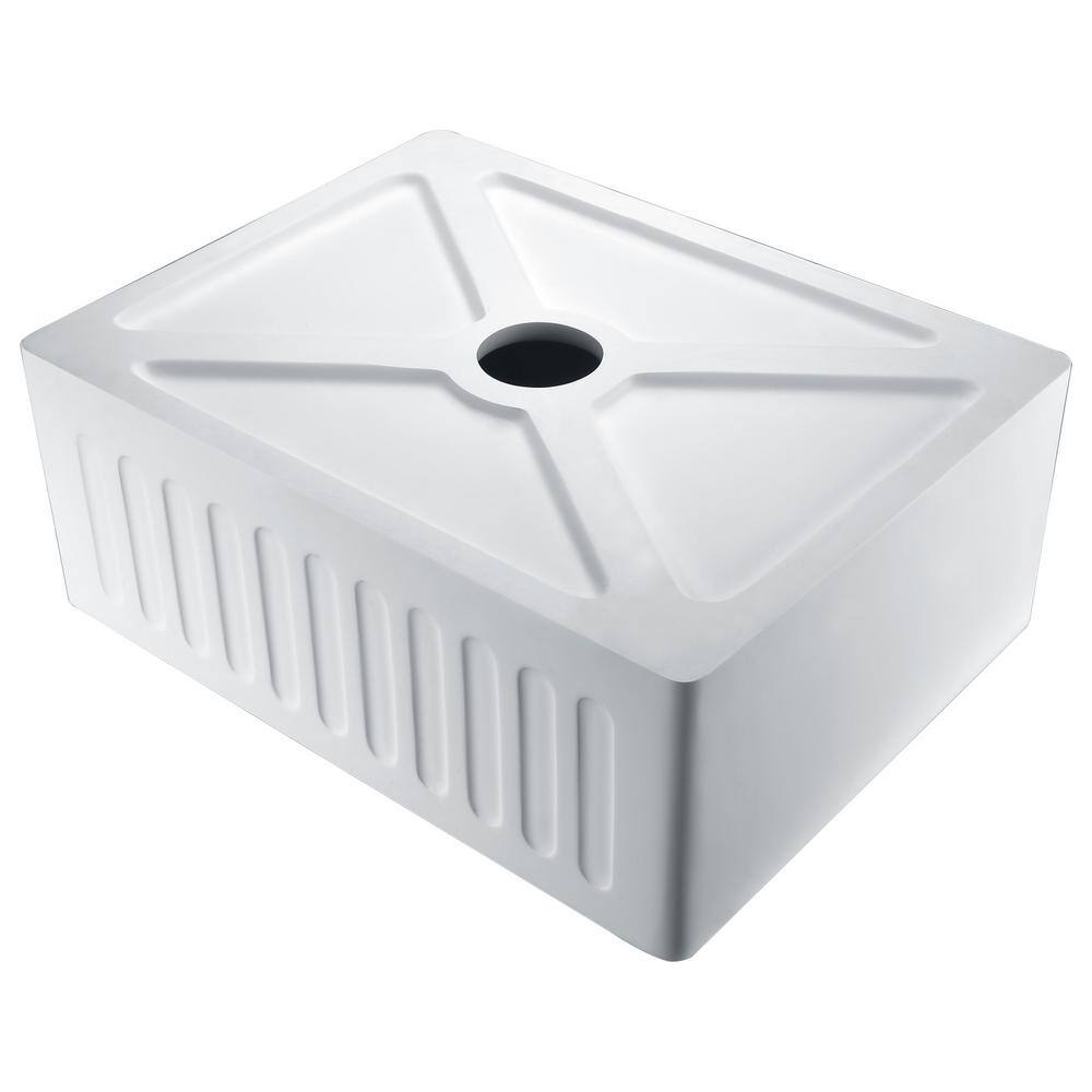 Matte White Stone Farmhouse Single Bowl Kitchen Sink