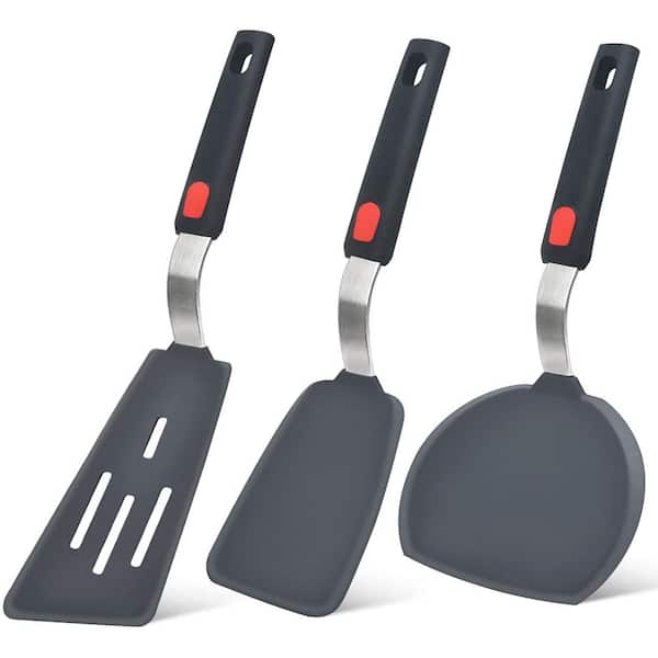 3Pieces Silicone Spatula Turner Trivets, 600°F Heat Resistant Cooking Spatula for Nonstick Cookware, Flexible but Strong