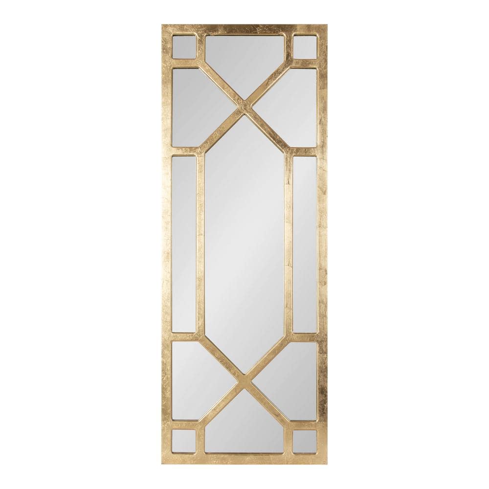 Vanderford Gold Leaf Full-Length Rectangular Wooden Wall Mirror