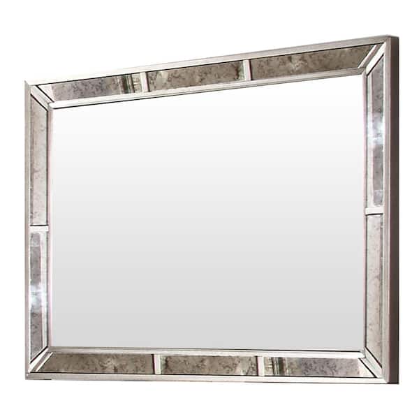 Best Master Furniture Helena 39 in. W x 50 in. H Wood Silver Bronze Wall Mirror