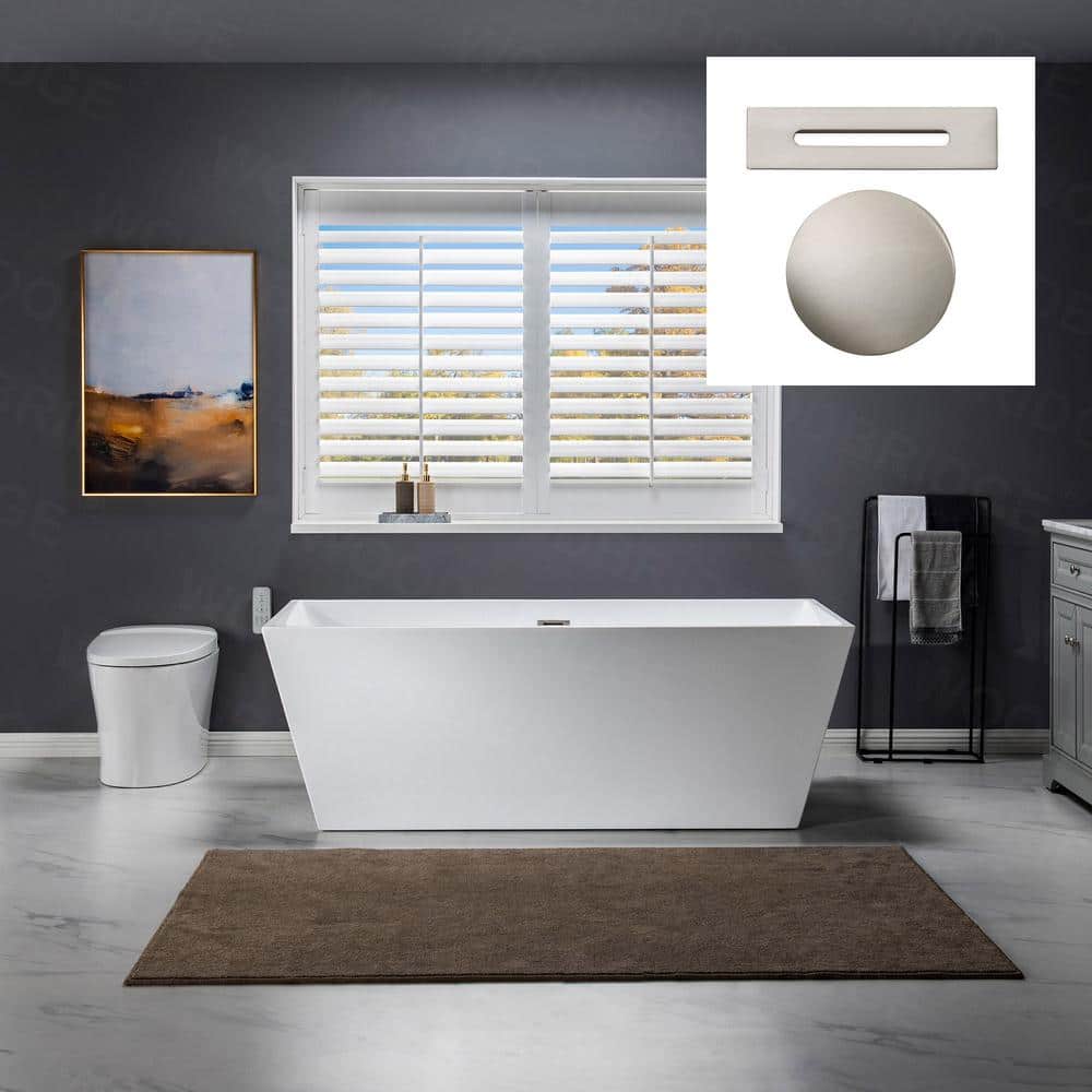 Mulhouse 67 in. Acrylic FlatBottom Rectange Bathtub with Brushed Nickel Overflow and Drain Included in White price history on PriceWatchPro