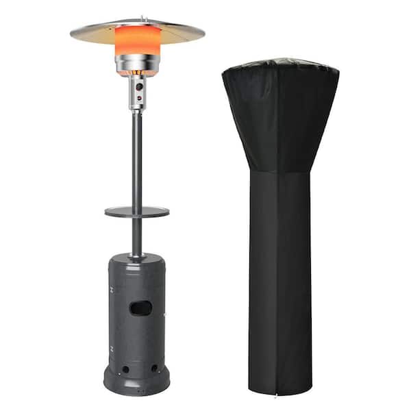 Gymax 87 in. Tall 48,000 BTU Grey Patio Propane Heater with Cover and Table
