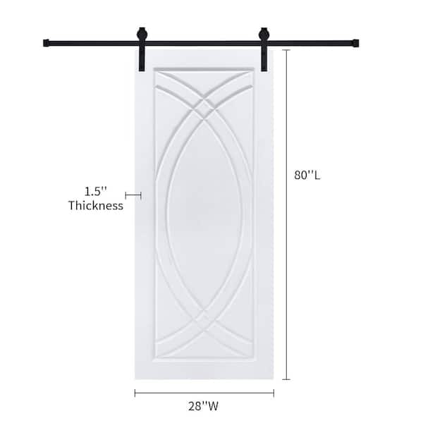 AIOPOP HOME Modern Art Panel 28 in. x 80 in. MDF White Barn Sliding Door With Hardware kit