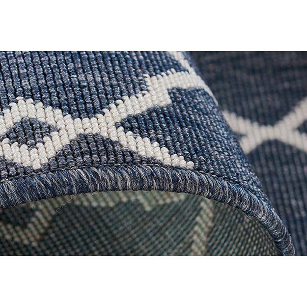 Nautical Navy Stripes and Icons Easy-Care Synthetic Area Rug 6'7" x 9'6"