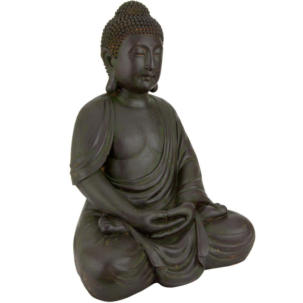 Large Dark Brown Resin Meditating Buddha Statue