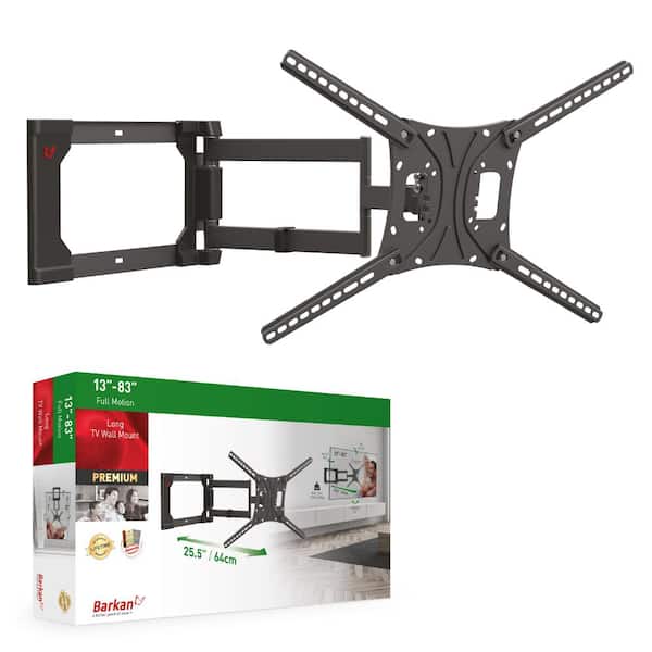 Barkan a Better Point of View Barkan 13 - 80 inch Full Motion - 4 Movement Flat / Curved TV Wall Mount Black Extremely Extendable Very Low Profile