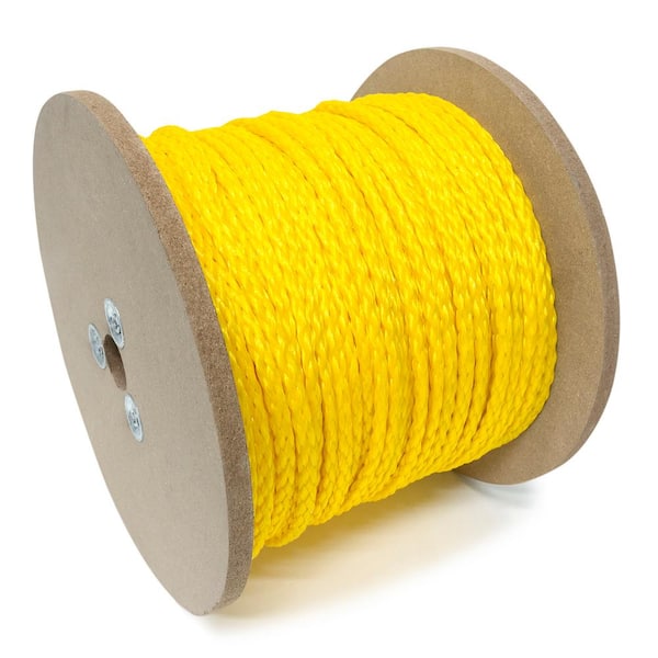 KingCord 5/16 in. x 600 ft. Polypropylene Hollow Core Braided Barrier Rope, Yellow