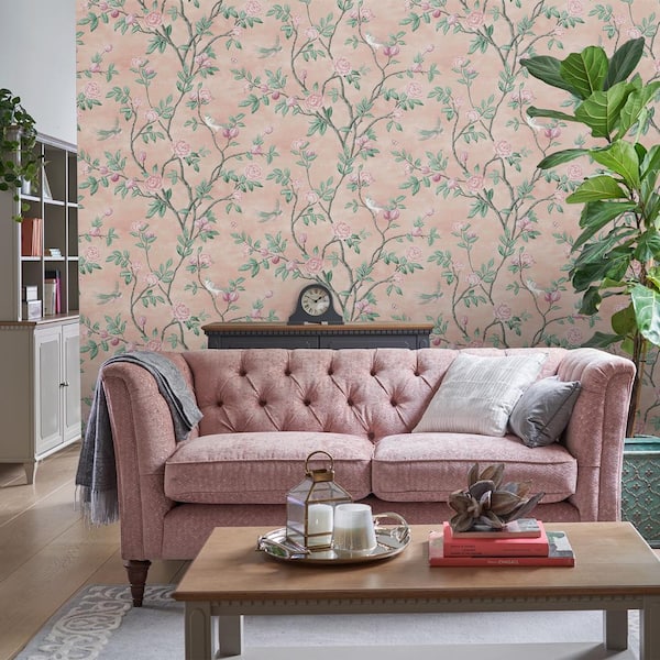 Eglantine Blush Unpasted Removable Wallpaper Sample