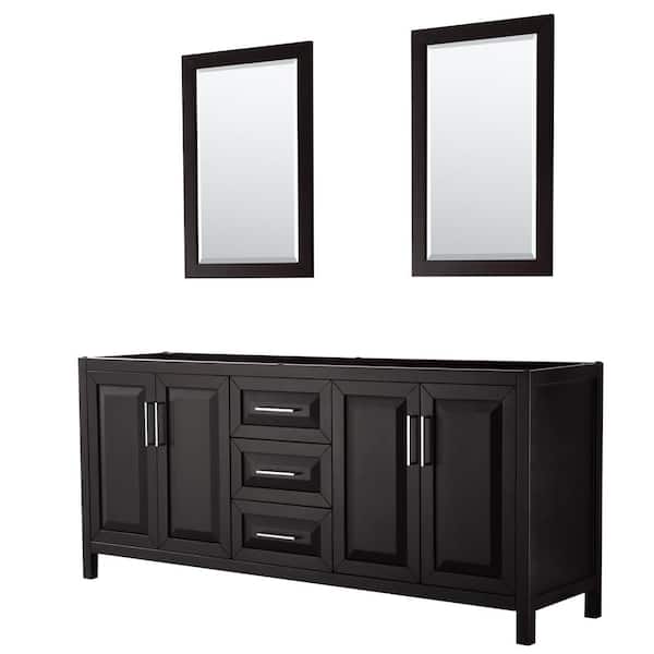 Wyndham Collection Daria 78.75 in. Double Bathroom Vanity Cabinet Only with 24 in. Mirrors in Dark Espresso