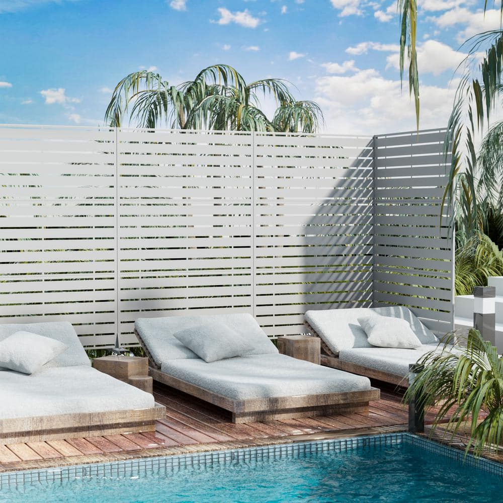 Benjamin 72 in. Galvanized Steel Garden Fence Outdoor Privacy Screen Garden Screen Panels in White price history on PriceWatchPro
