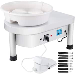 9.8 in. White Pottery Wheel 350-Watt Electric Ceramic Work Clay Forming Machine with Foot Pedal and Detachable Basin