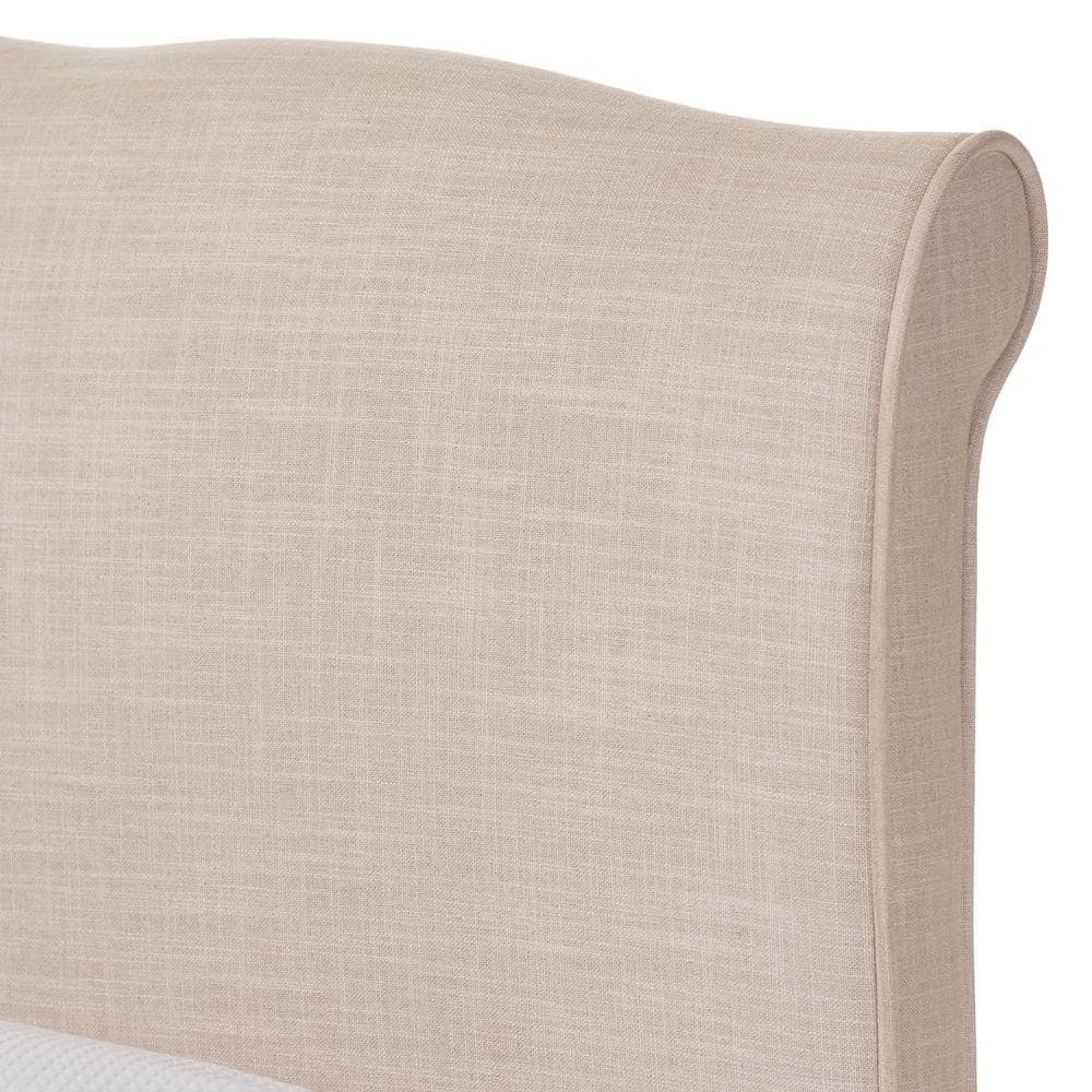 Fannie French Beige Linen Upholstered King Platform Bed
