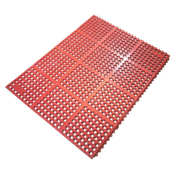 K-Series Terra Cotta 36 in. x 48 in. x 7/10 in. Drain-Thru Grease-Proof Rubber Kitchen Mat