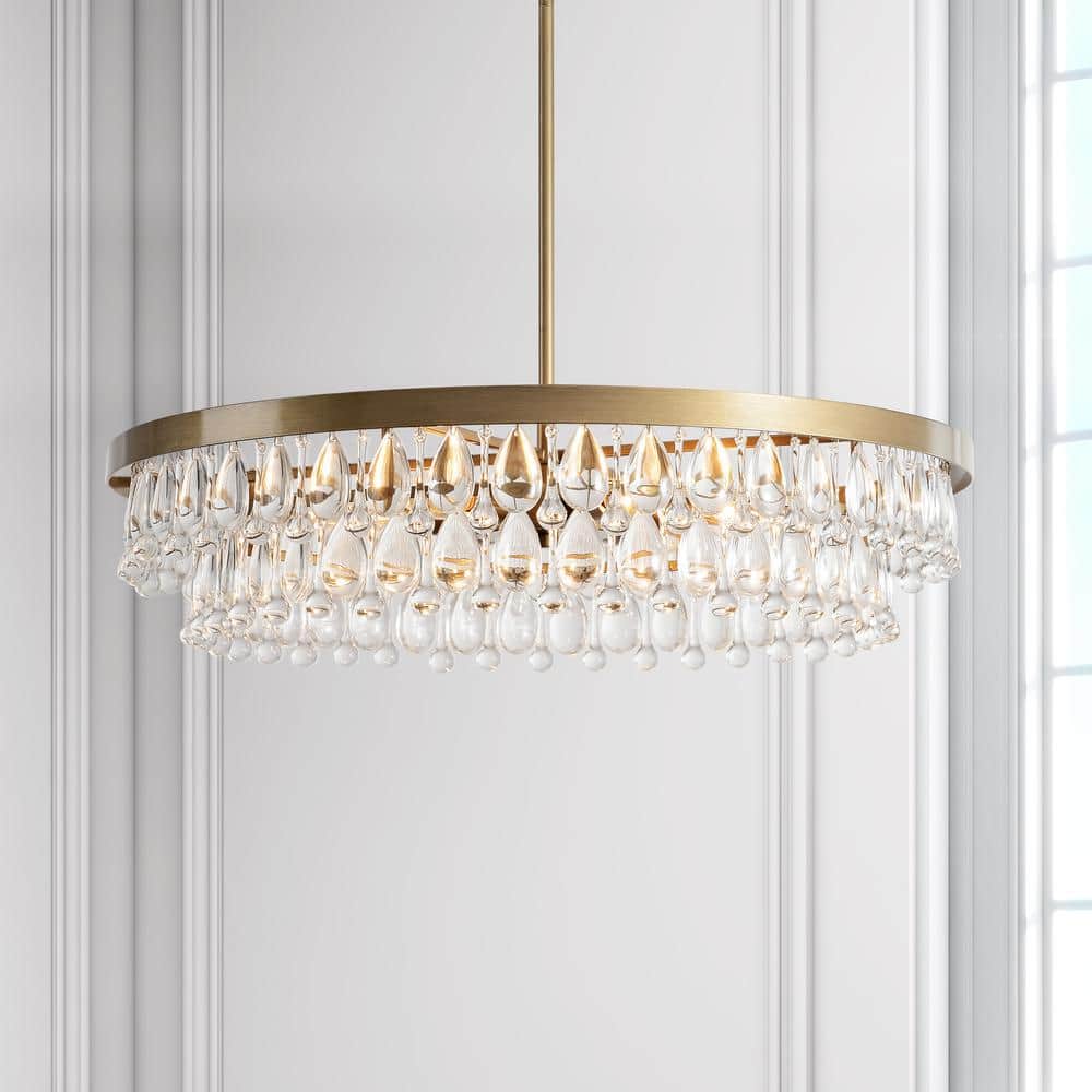 Viviana 24'' Brushed Brass Crystal Candle Chandelier