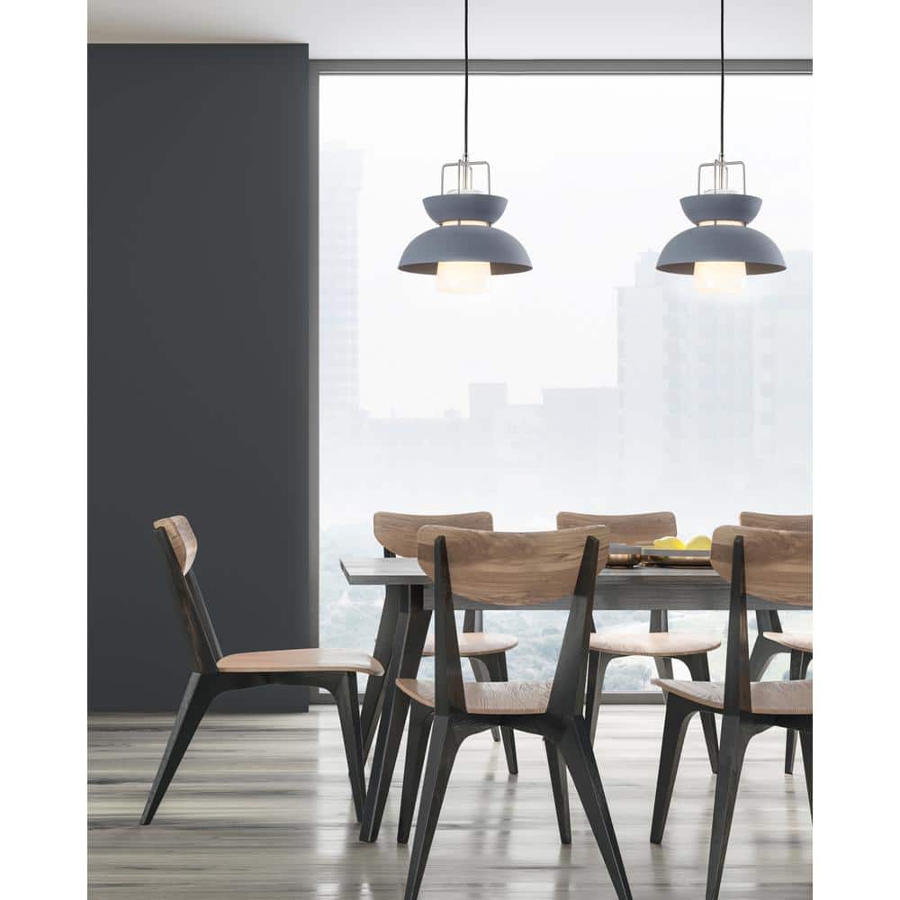 Paul 11" Adjustable Farmhouse Metal LED Pendant in Gray