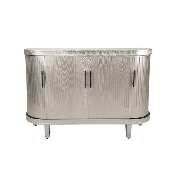 COWLOWN 47.24 in. W x 15.75 in. D x 32.28 in. H Champagne Gold Linen Cabinet with 4-Doors and Adjustable Interior Shelves
