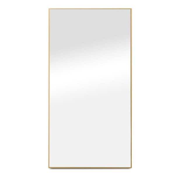 Tenleaf Gold 32 in. W x 71 in. H Rectangle Metal Floor Mirror, Full Length Mirror Free-Standing Hanging or Leaning