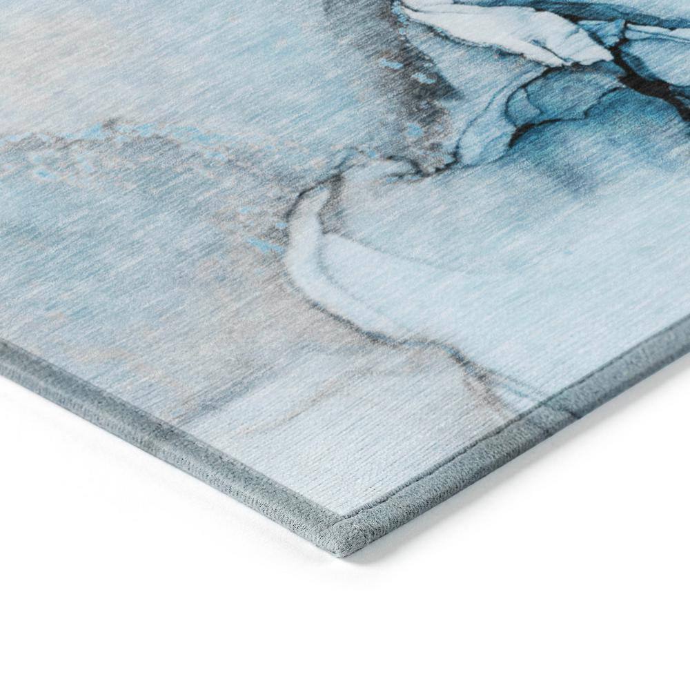 Blue Synthetic Machine-Washable 3' x 5' Area Rug