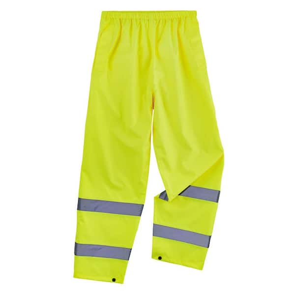 Ergodyne GloWear 8916 Men's Large Lime Lightweight Hi-Vis Class E Rain Pants