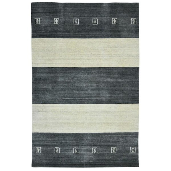 9 ft. x 12 ft. Multi-Colored Wool Striped Hand Woven Area Rug