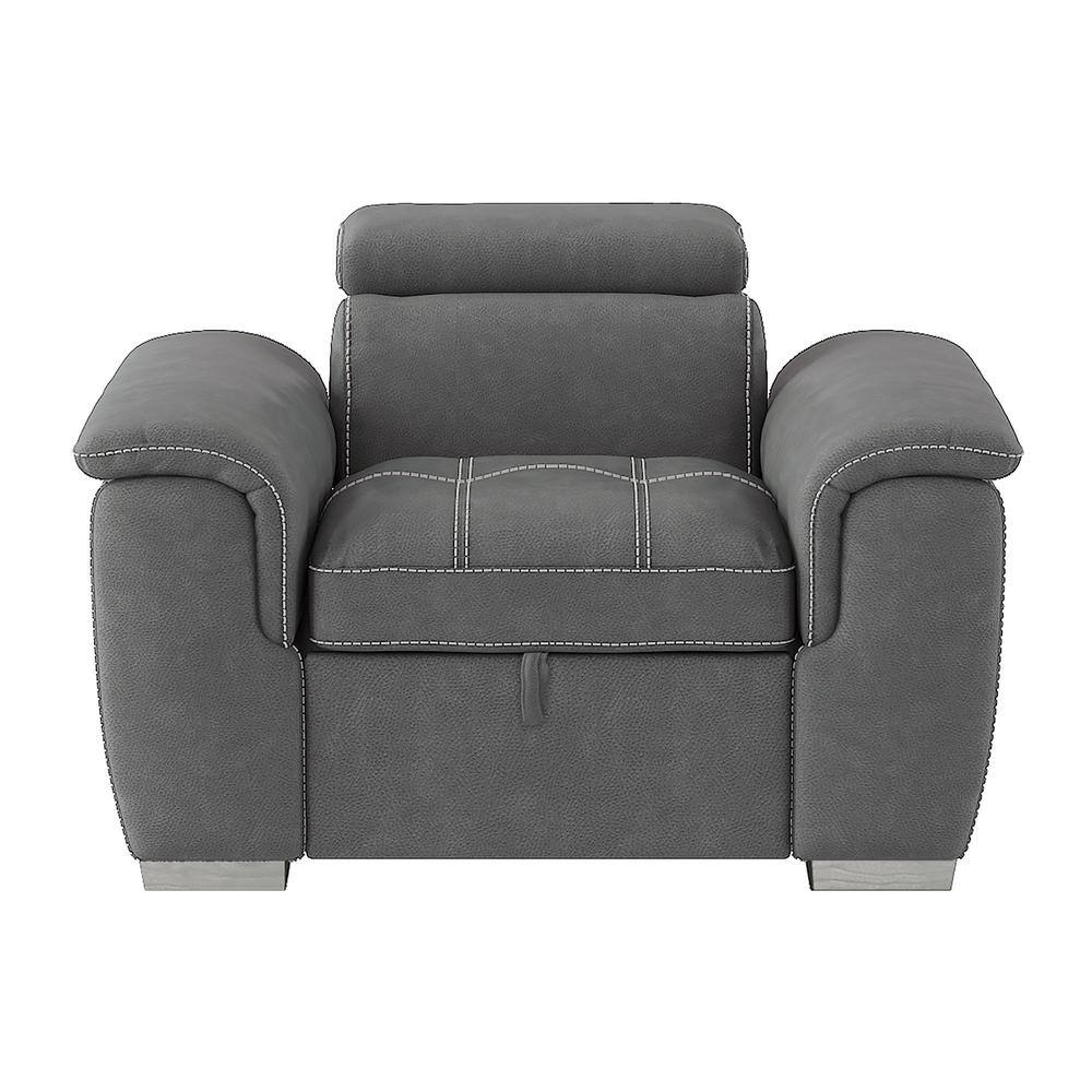 EVERGLADE HOME Warrick Gray Microfiber Accent Chair with Pullout