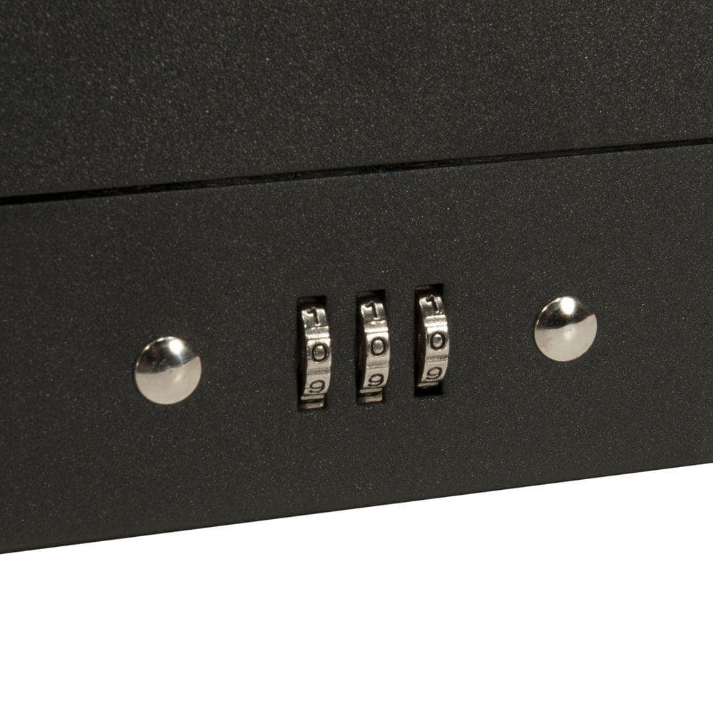Black Steel Cash Box with Combination Lock and Removable Tray