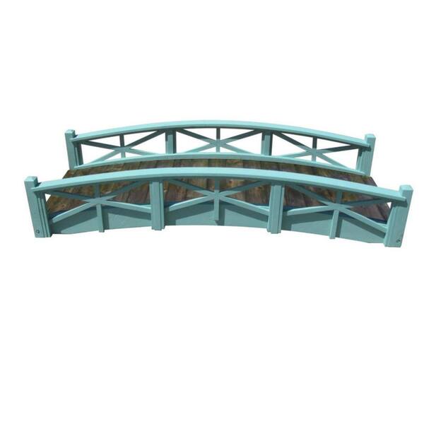 SamsGazebos Chelsea Wood Garden Bridge in Turquoise 8 ft. MB-CH8