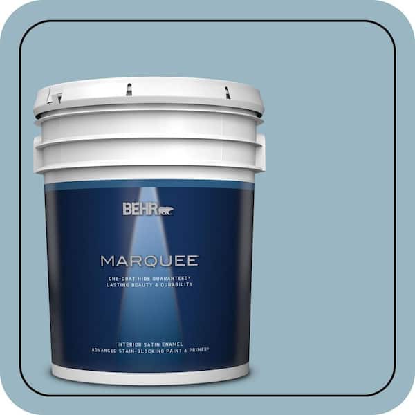 BEHR MARQUEE 5 gal. #S470-3 Peaceful Blue One-Coat Hide Satin Enamel Interior Paint & Primer