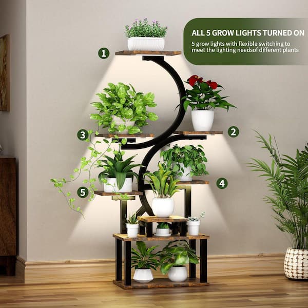 CSC DECOR INC 62 in. H Brown S-Shaped MDF Indoor Plant Stand with