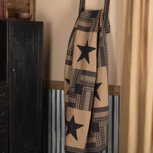 Black Check Star Black Khaki Primitive Country Cotton Quilted 60 in. x 50 in. Throw Blanket