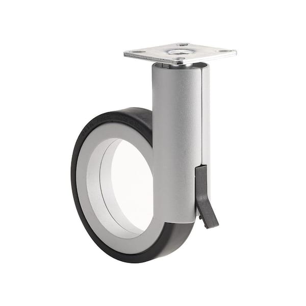 Richelieu Hardware Rotola Series 3-9/16 in. (90 mm) Black and Aluminum Braking Swivel Plate Caster with 132 lb. Load Rating