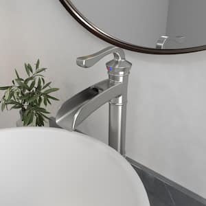 Single Handle Vessel Sink Faucet with Supply Lines in Brushed nickel