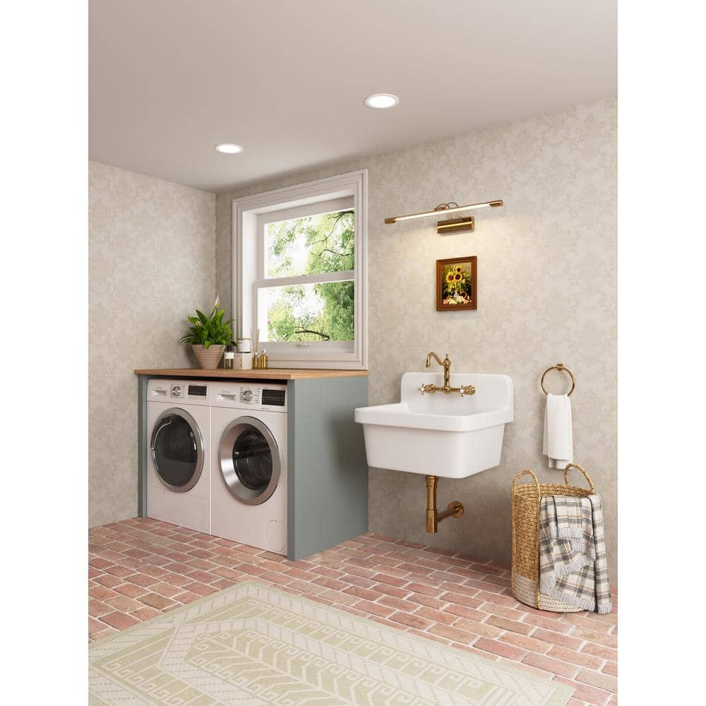 24" White Fireclay Farmhouse Wall Mount Utility Sink