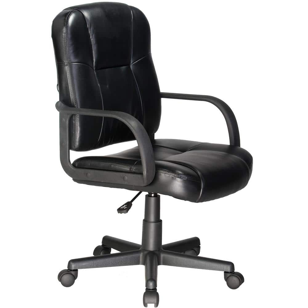 Relaxzen Black Massage Mid Back Leather Chair 60 6814 The Home Depot