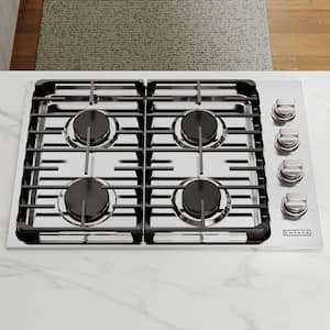30 in. Gas Cooktop in Stainless Steel with 4 Burners Including Power Burners and Side Control Knobs
