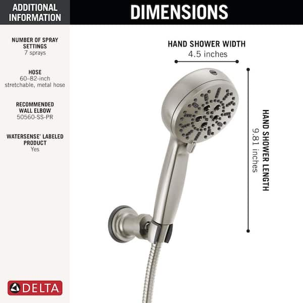 NEW Delta Universal Showering Premium 7setting Shower Head Stainless store 52626-SS-PK