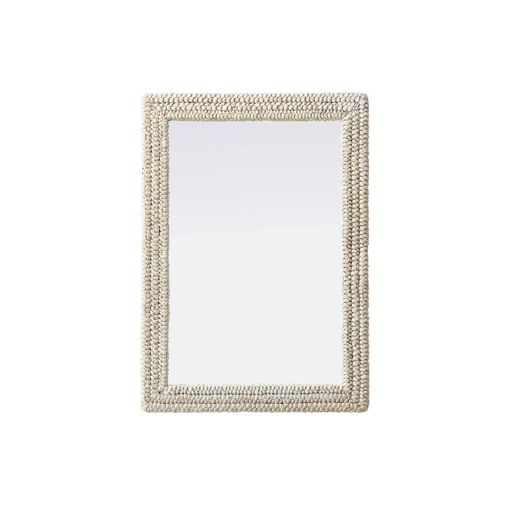 Timeless Home Linen White 30 in. W x 42 in. H Cornhusk Wall Mirror