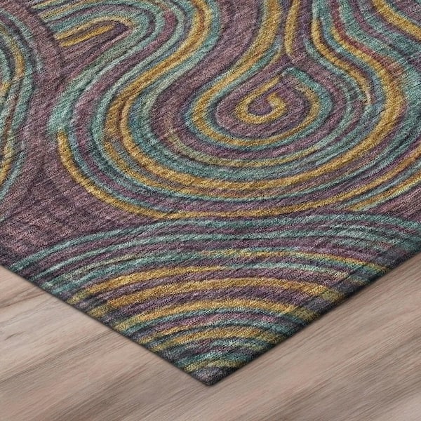 Chantille Machine Washable Indoor/Outdoor Abstract ACN3032 Plum 3 ft. x 5 ft. Area Rug